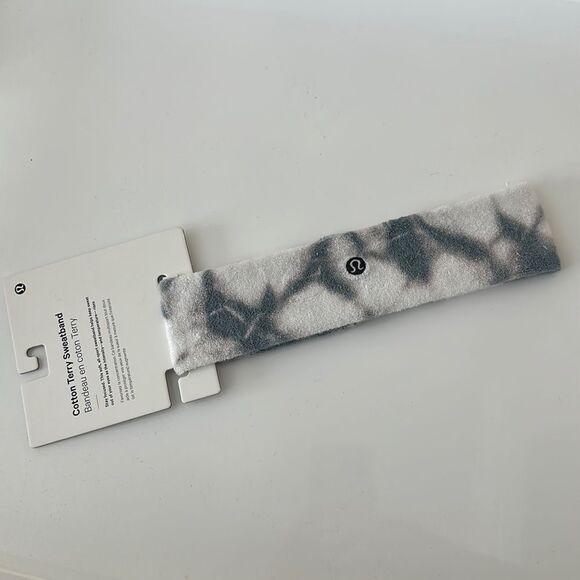 LULULEMON Cotton Terry Sweatband UNISEX NWT headband rhino Grey tennis - Picture 2 of 7